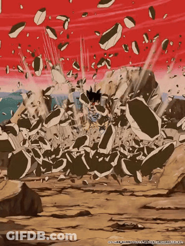 A Picture Of A Cartoon Character Being Destroyed By A Giant Rock GIF