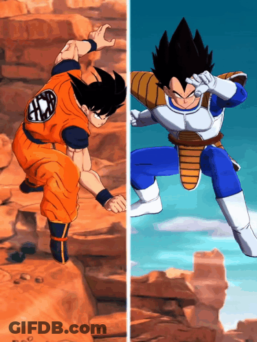 A Picture Of A Cartoon Character Called Goku And Vegeta GIF