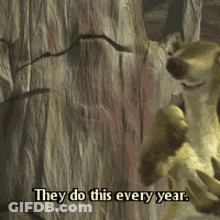 A Picture Of A Cartoon Character Saying They Do This Every Year GIF