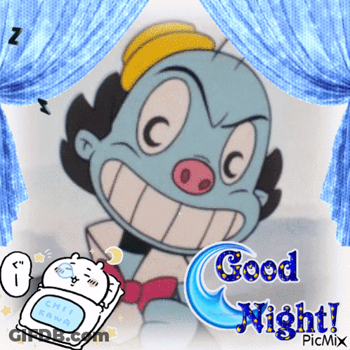 A Picture Of A Cartoon Character Says Good Night Picmix GIF