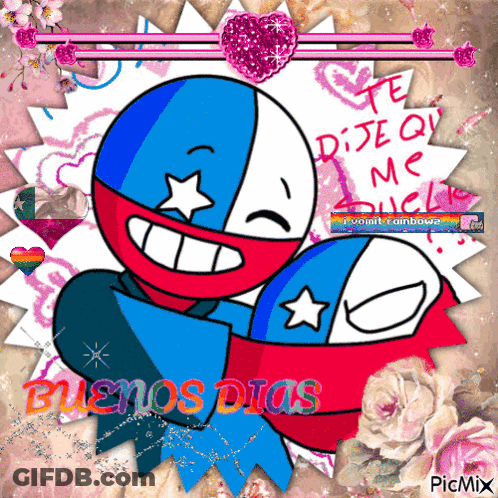 A Picture Of A Cartoon Character That Says Buenos Dias On It GIF