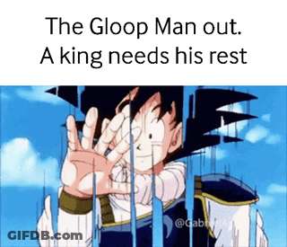 A Picture Of A Cartoon Character That Says The Gloop Man Out GIF