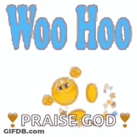 A Picture Of A Cartoon Character That Says Woo Hoo Praise God GIF