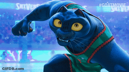 A Picture Of A Cartoon Character With A #Goatmovie Hashtag On The Bottom GIF