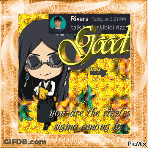 A Picture Of A Cartoon Character With A Message From Rivers GIF
