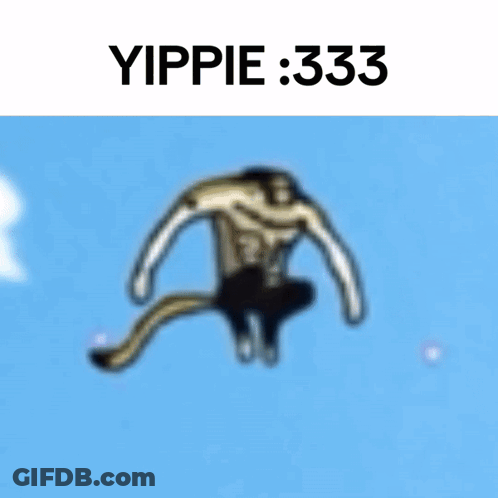 A Picture Of A Cartoon Character With A Tail And The Words Yippie 333 GIF