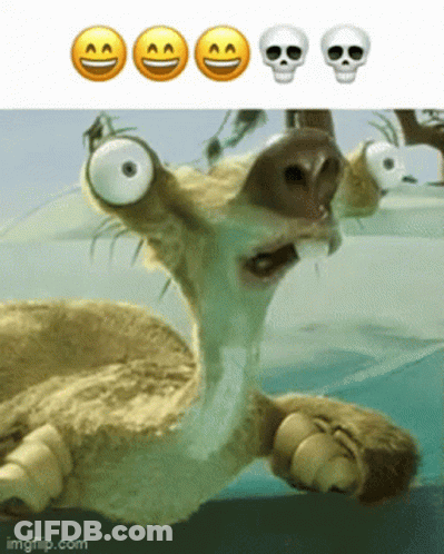 A Picture Of A Cartoon Character With Skulls Behind It GIF