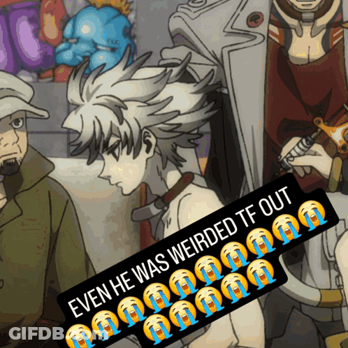 A Picture Of A Cartoon Character With The Caption Even He Was Weirded Tf Out GIF