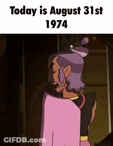 A Picture Of A Cartoon Character With The Date 1974 On It GIF