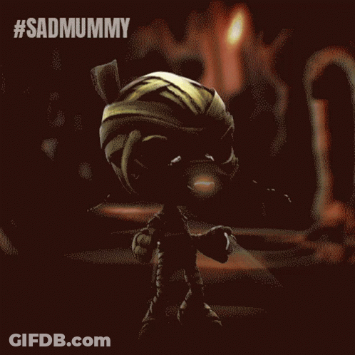 A Picture Of A Cartoon Character With The Hashtag #Sadmummy GIF