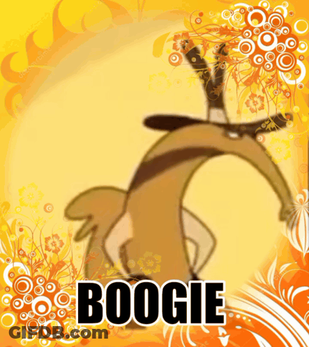 A Picture Of A Cartoon Character With The Name Boogie On The Bottom GIF