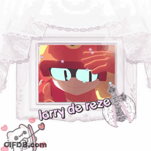 A Picture Of A Cartoon Character With The Name Larry De Reze At The Bottom GIF