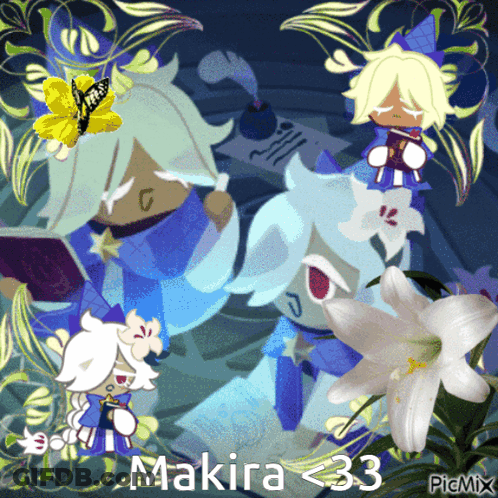 A Picture Of A Cartoon Character With The Name Makira On The Bottom GIF