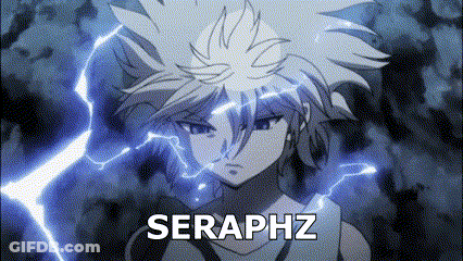 A Picture Of A Cartoon Character With The Name Seraphz On It GIF