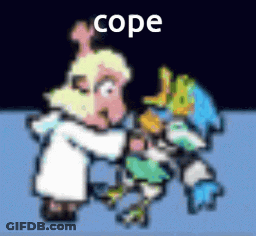 A Picture Of A Cartoon Character With The Word Cope On The Bottom GIF
