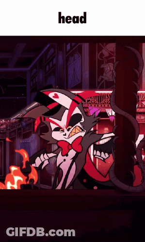 A Picture Of A Cartoon Character With The Word Head On The Bottom GIF
