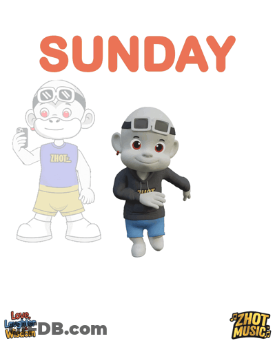 A Picture Of A Cartoon Character With The Word Sunday On It GIF