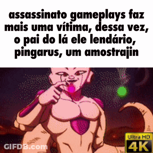 A Picture Of A Cartoon Character With The Words Assassinato Gameplays Faz Mais Uma Vitima Dessa Vez GIF