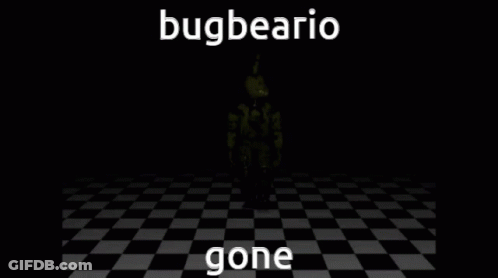 A Picture Of A Cartoon Character With The Words Bugbeario Gone GIF