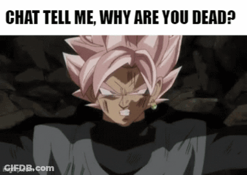 A Picture Of A Cartoon Character With The Words " Chat Tell Me Why Are You Dead " GIF
