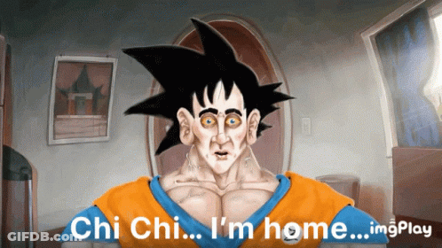 A Picture Of A Cartoon Character With The Words " Chi Chi I 'M Home " GIF