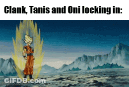 A Picture Of A Cartoon Character With The Words Clank Tanis And Oni Locking In GIF