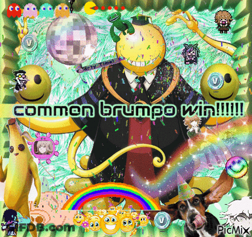 A Picture Of A Cartoon Character With The Words Common Brumpo Win !!! GIF