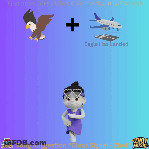 A Picture Of A Cartoon Character With The Words Eagle Has Landed On The Top GIF