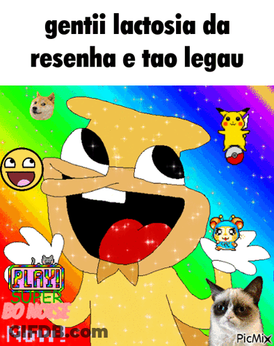A Picture Of A Cartoon Character With The Words Genti Lactosia Da Resenha E Tao Legau GIF