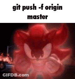 A Picture Of A Cartoon Character With The Words `` Git Push F Origin Master '' Written On It . GIF