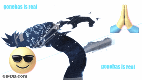 A Picture Of A Cartoon Character With The Words Gonebas Is Real Below It GIF