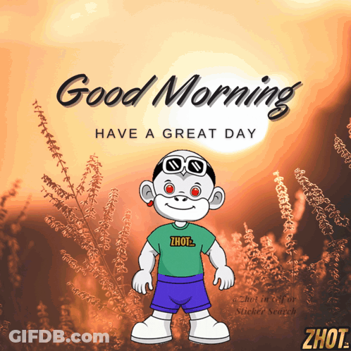 A Picture Of A Cartoon Character With The Words Good Morning Have A Great Day GIF