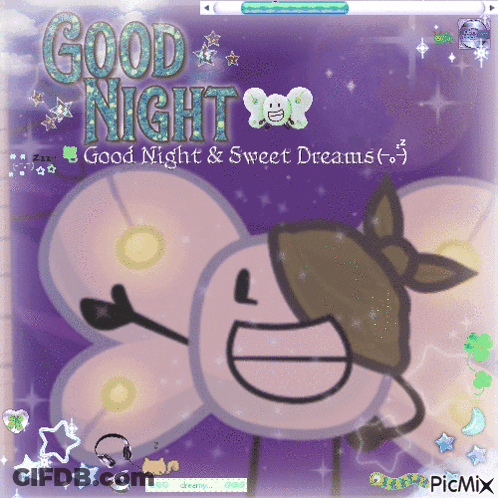 A Picture Of A Cartoon Character With The Words Good Night Good Night & Sweet Dreams GIF