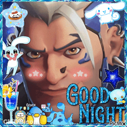 A Picture Of A Cartoon Character With The Words " Good Night " On It GIF