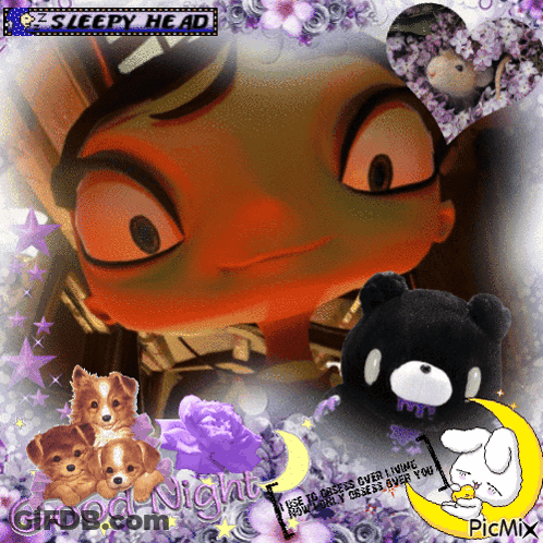 A Picture Of A Cartoon Character With The Words Good Night On It GIF