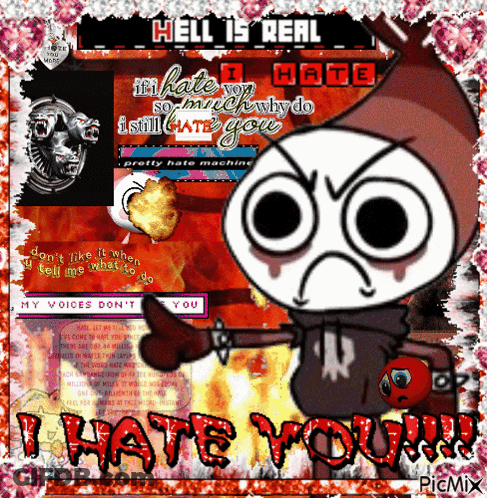 A Picture Of A Cartoon Character With The Words Hell Is Real GIF
