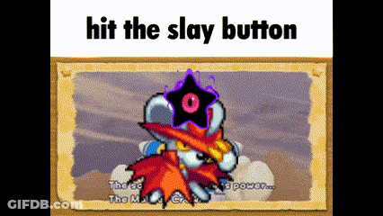 A Picture Of A Cartoon Character With The Words Hit The Slay Button GIF