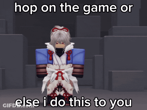 A Picture Of A Cartoon Character With The Words Hop On The Game Or Else I Do This To You GIF