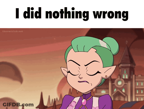 A Picture Of A Cartoon Character With The Words " I Did Nothing Wrong " Below It GIF