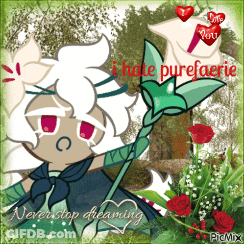 A Picture Of A Cartoon Character With The Words I Hate Purefaerie On It GIF