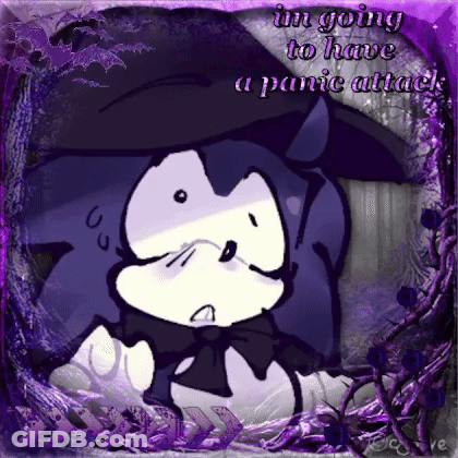 A Picture Of A Cartoon Character With The Words I 'M Going To Have A Panic Attack On It . GIF