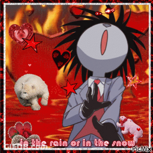 A Picture Of A Cartoon Character With The Words In The Rain Or In The Snow On The Bottom GIF