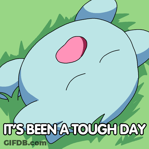 Cartoon Character Saying It's Been A Tough Day GIF