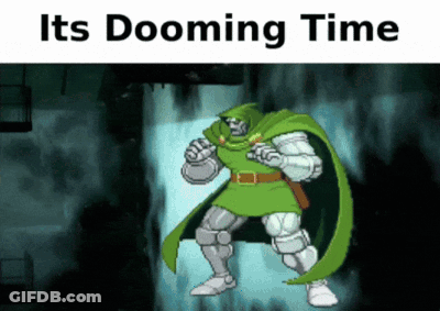 A Picture Of A Cartoon Character With The Words Its Dooming Time GIF