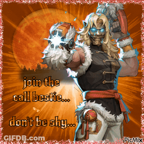 A Picture Of A Cartoon Character With The Words Join The Call Bestie Don 'T Be Shy GIF