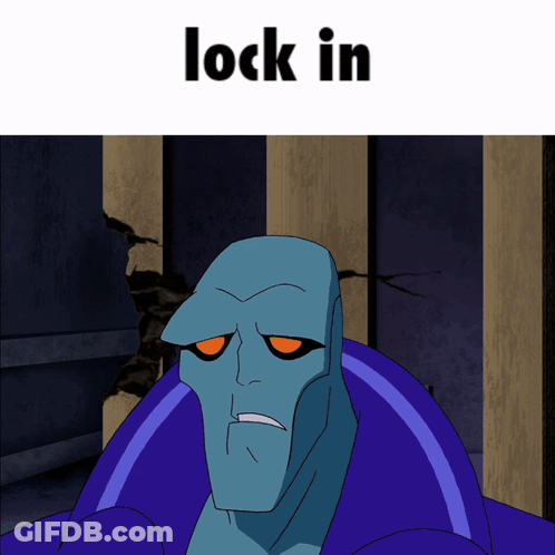 A Picture Of A Cartoon Character With The Words Lock In Above Him GIF