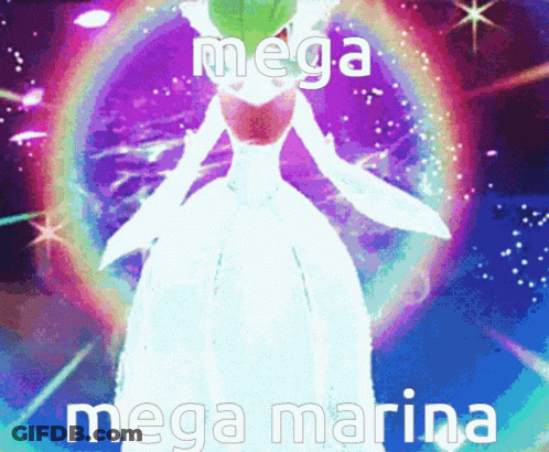 A Picture Of A Cartoon Character With The Words Mega Marina On It GIF