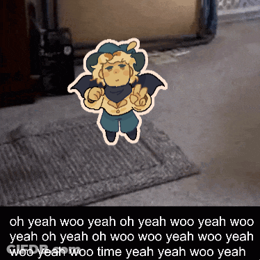 A Picture Of A Cartoon Character With The Words Oh Yeah Woo Yeah Oh Yeah Woo Yeah GIF