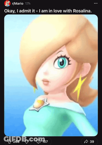 Cartoon Saying I Am In Love With Rosalina GIF