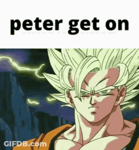 A Picture Of A Cartoon Character With The Words Peter Get On Above It GIF
